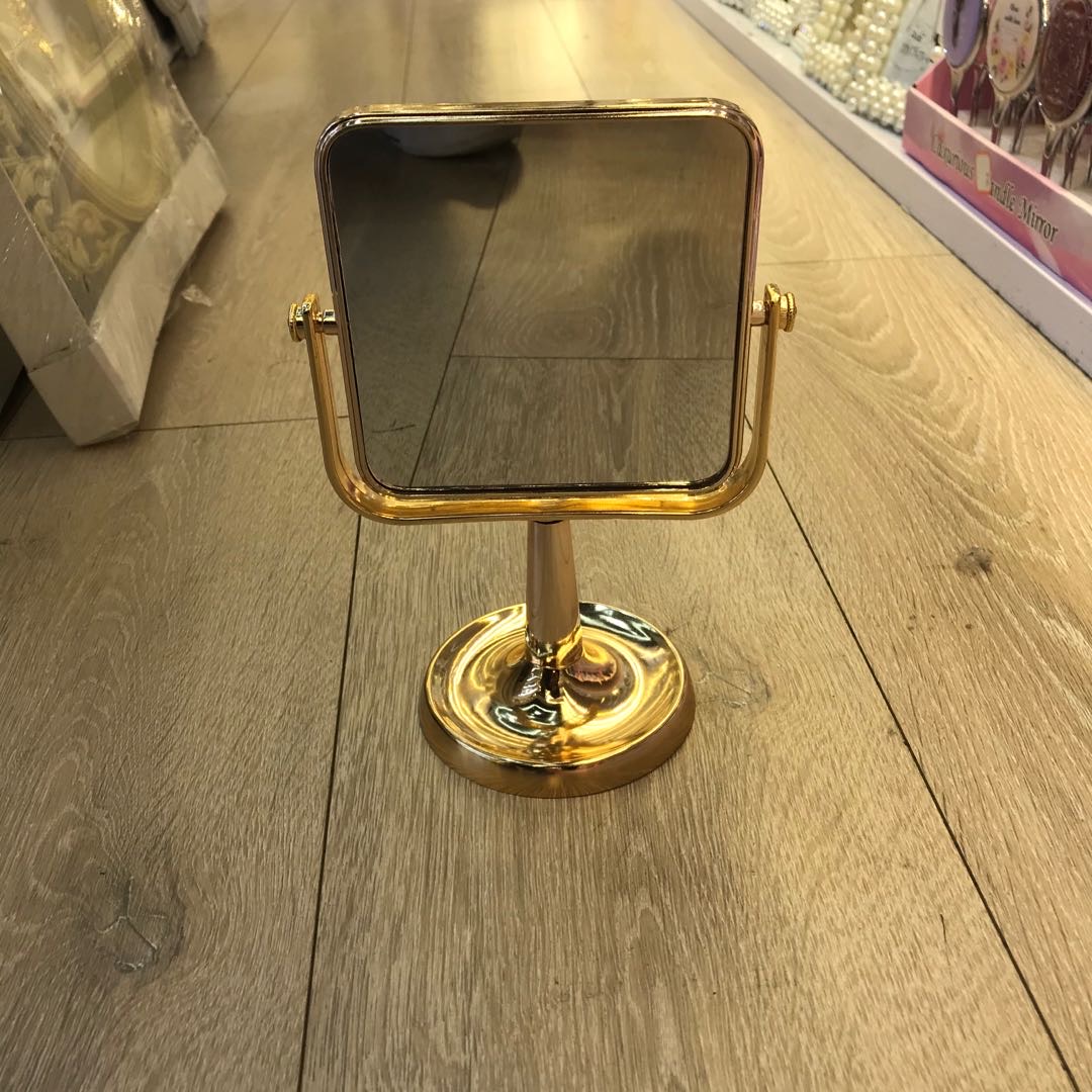 360度旋转镜子高清 双面台式化妆镜不锈钢放大镜梳妆