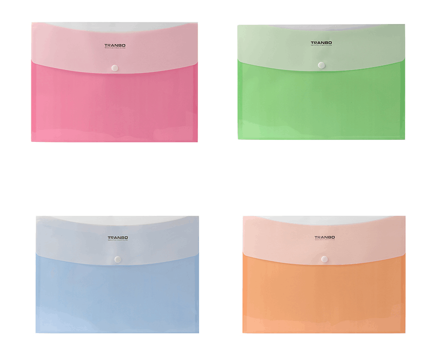 Full-standard TRANBO two-layer solid color gauze texture two-color spliced snap file bag