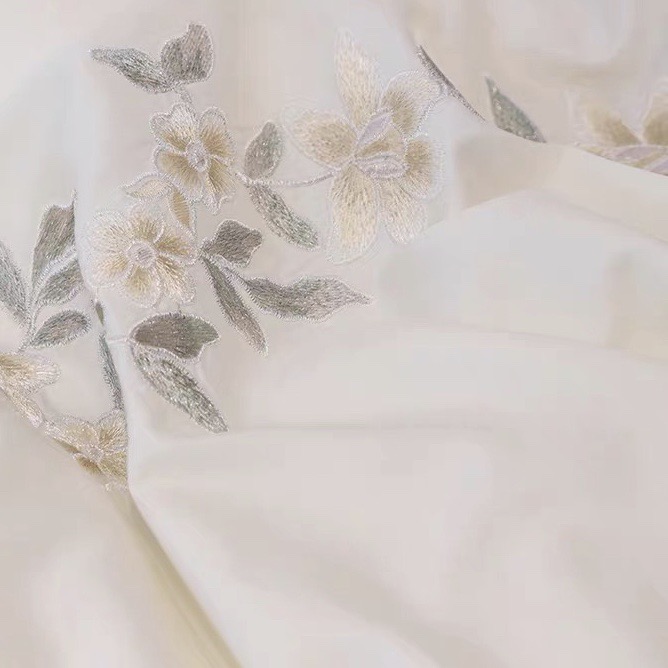 Korean 60 Cotton Small Fresh Embroidery Long Staple Cotton Four-Piece Set details Picture