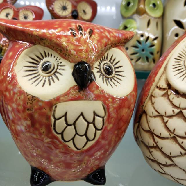 Yiwu Selection red owl ceramic decoration craft thumbnail