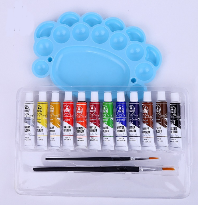 Wholesale of watercolor, gouache, watercolor materials, pen and set, paint, oil painting palette, plastic pen, color mixing supplies, 21 Specification image