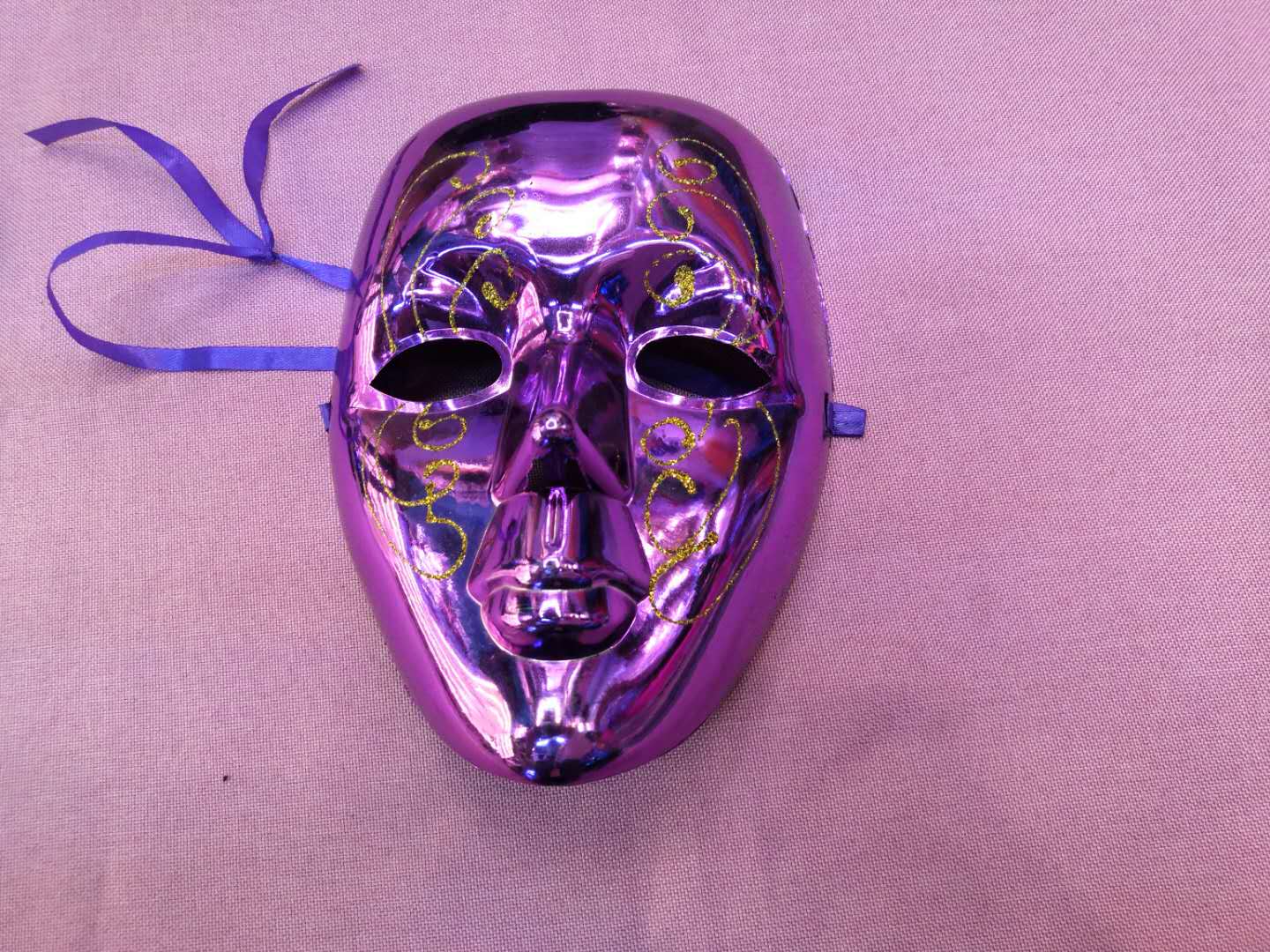 蝶舞面具紫色全脸系带面具万圣节派对成人面具