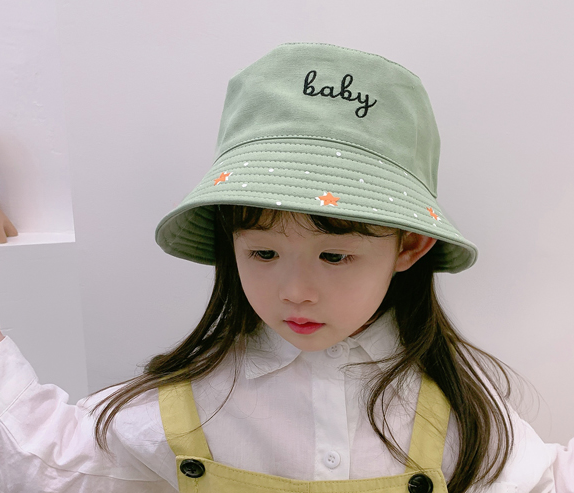 New Children's Sunshade Hat Pure Cotton Letter Basin Hat Boys And Girls Baby Summer Sunscreen Hat Tide Embroidered Fisherman Hat