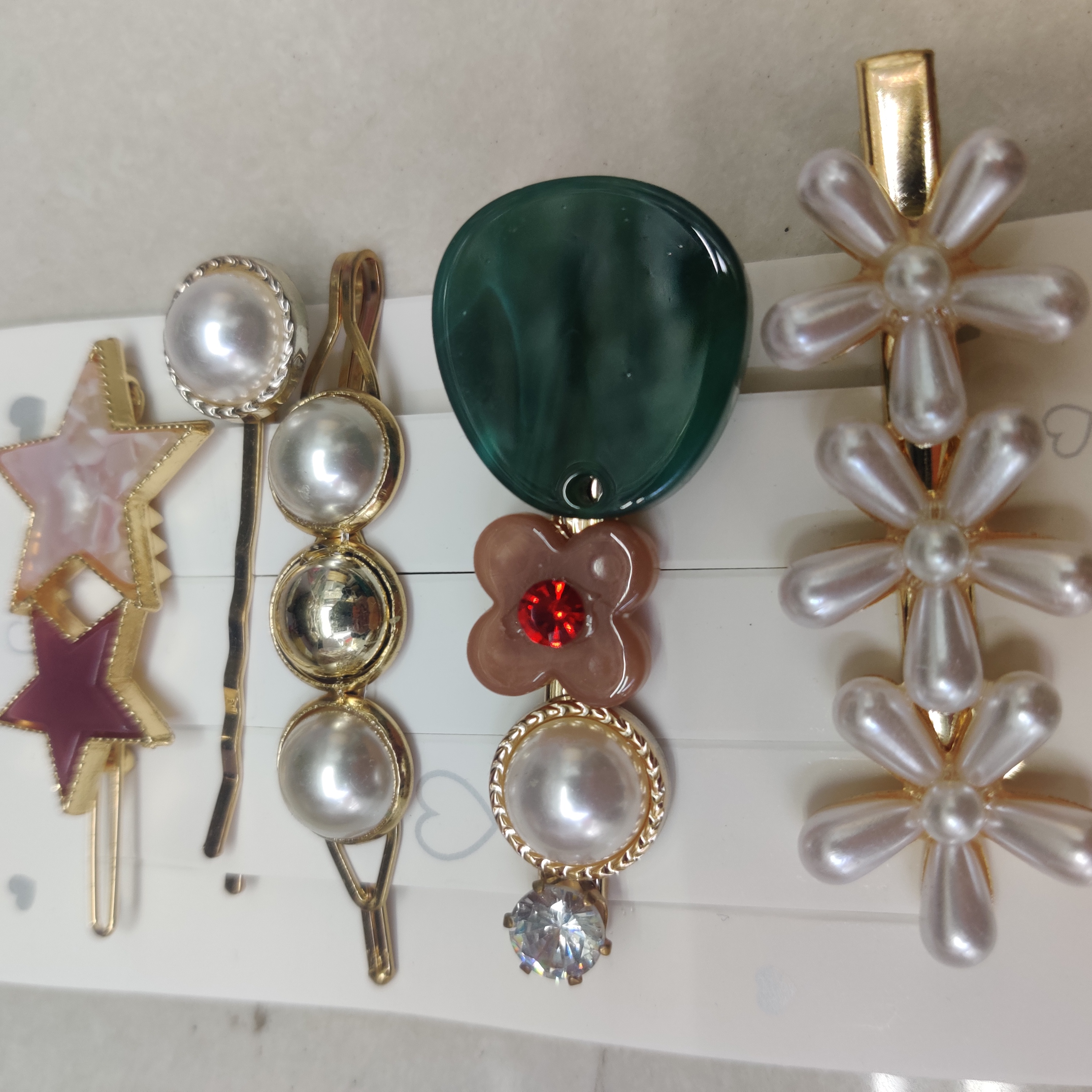 韩国ins彩珠发夹   侧边碎发边夹发卡子 小仙女时尚简约发夹图