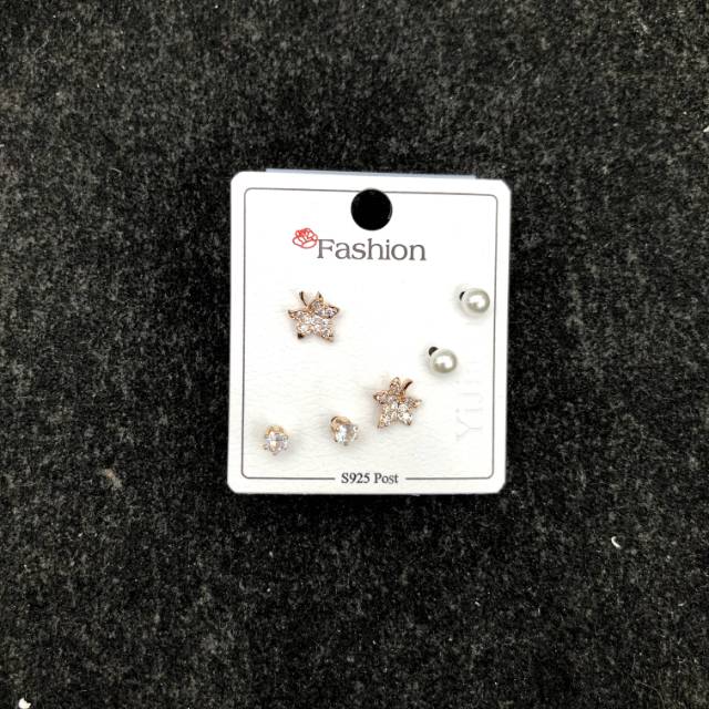 枫叶耳钉镶钻锆石闪亮时尚耳钉珍珠锆石耳饰