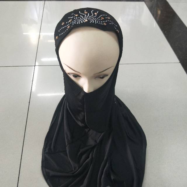 厂家直销春秋冬季穆斯林成人女士针织黑色头巾