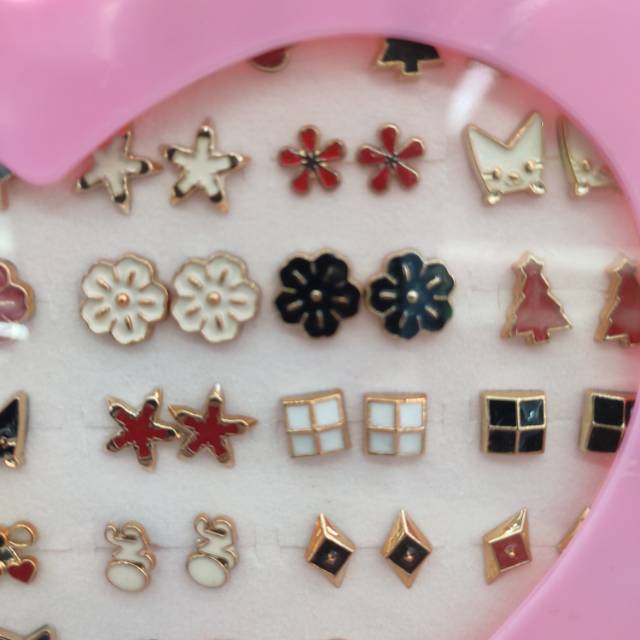 可爱卡通圣诞老人驯鹿耳钉滴油耳环细节图