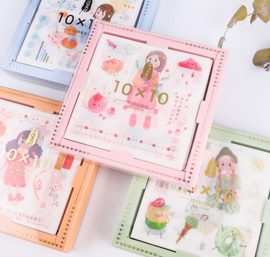 和纸胶带贴纸套装PET的底彩盒包装细节图