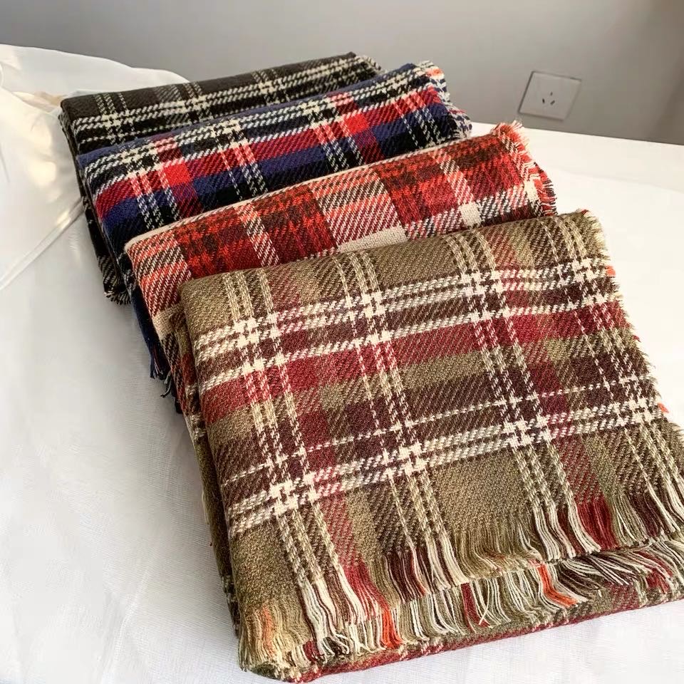 Plaid Scarf Fringe Multi-Color Option Lovely Student Korean Version details Picture