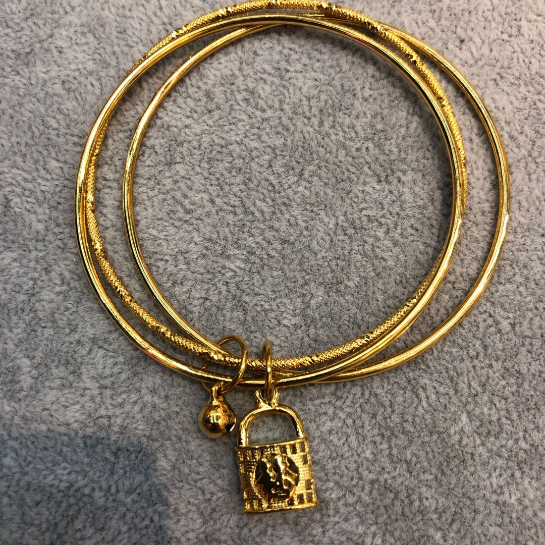 Fortune Lock Bell Bracelet Brass Gold Plated Three Iii Female Jewelry details Picture