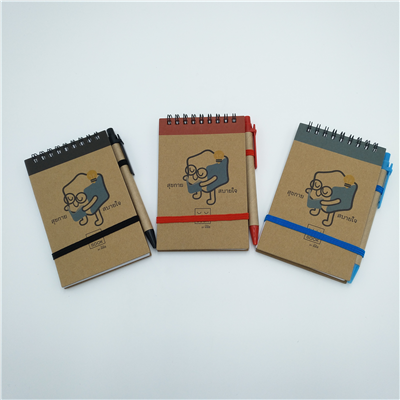 厂家批发广告便签本环保牛皮纸线圈本带笔便签本组合线圈便签本logo定制可定制规格细节图