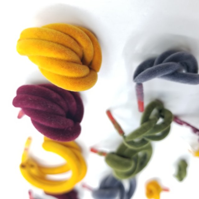 Popular colored flocked material earrings and accessories in Japan and South Korea Specification image