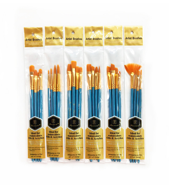 Pearl blue nylon wool brush gouache brush set with art tools