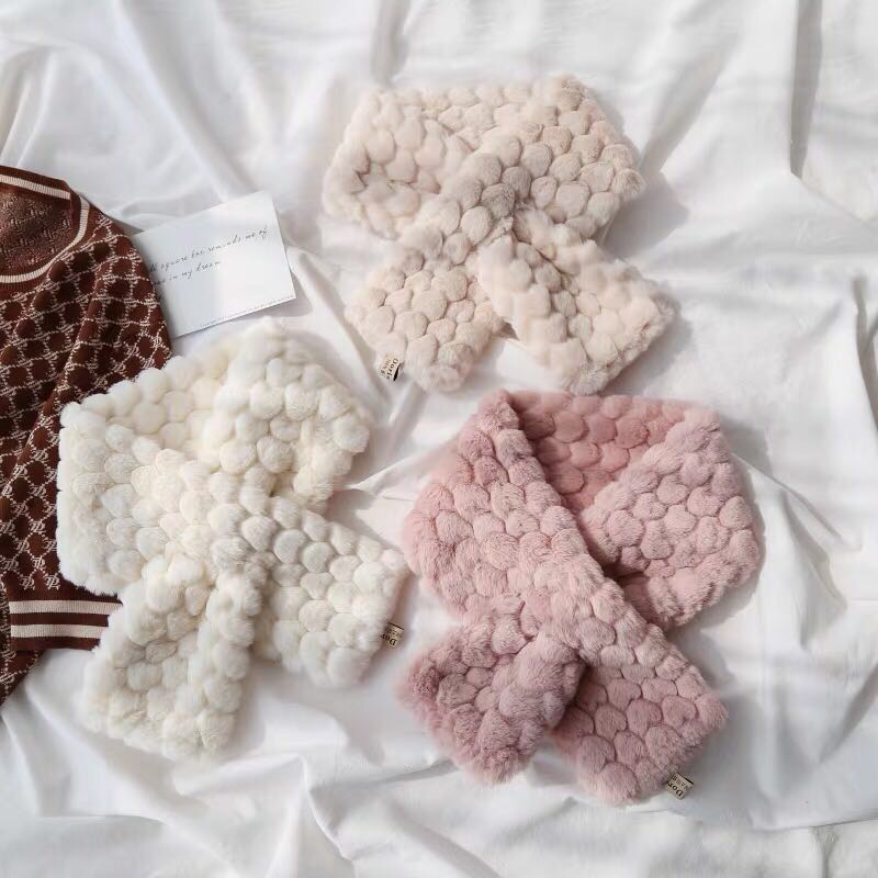 Women's Fashion Trend Casual With Faux Fur Winter Korean Scarf Specification drawing