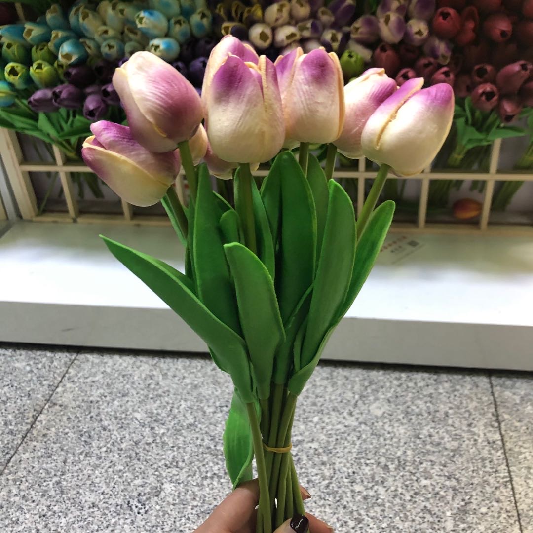 Imitation natural delicate simulation flower multi-layer purple gradient tulip PU flower soft glue flower shooting props thumbnail