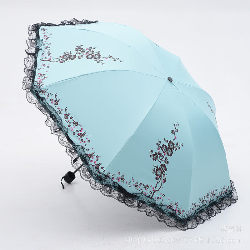 Folding sun umbrellas, printed lace ladies' black rubber umbrellas, UV-resistant sunshades, logo printable advertising umbrellas, wholesale