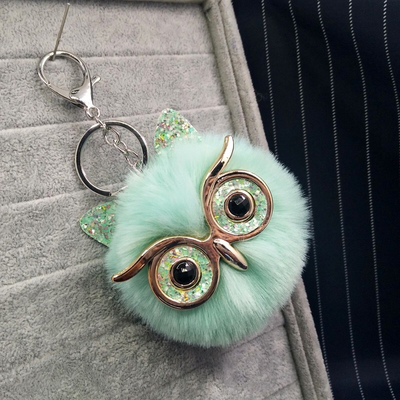 猫头鹰毛球挂件 爆款毛球钥匙扣 万圣节毛球挂件图