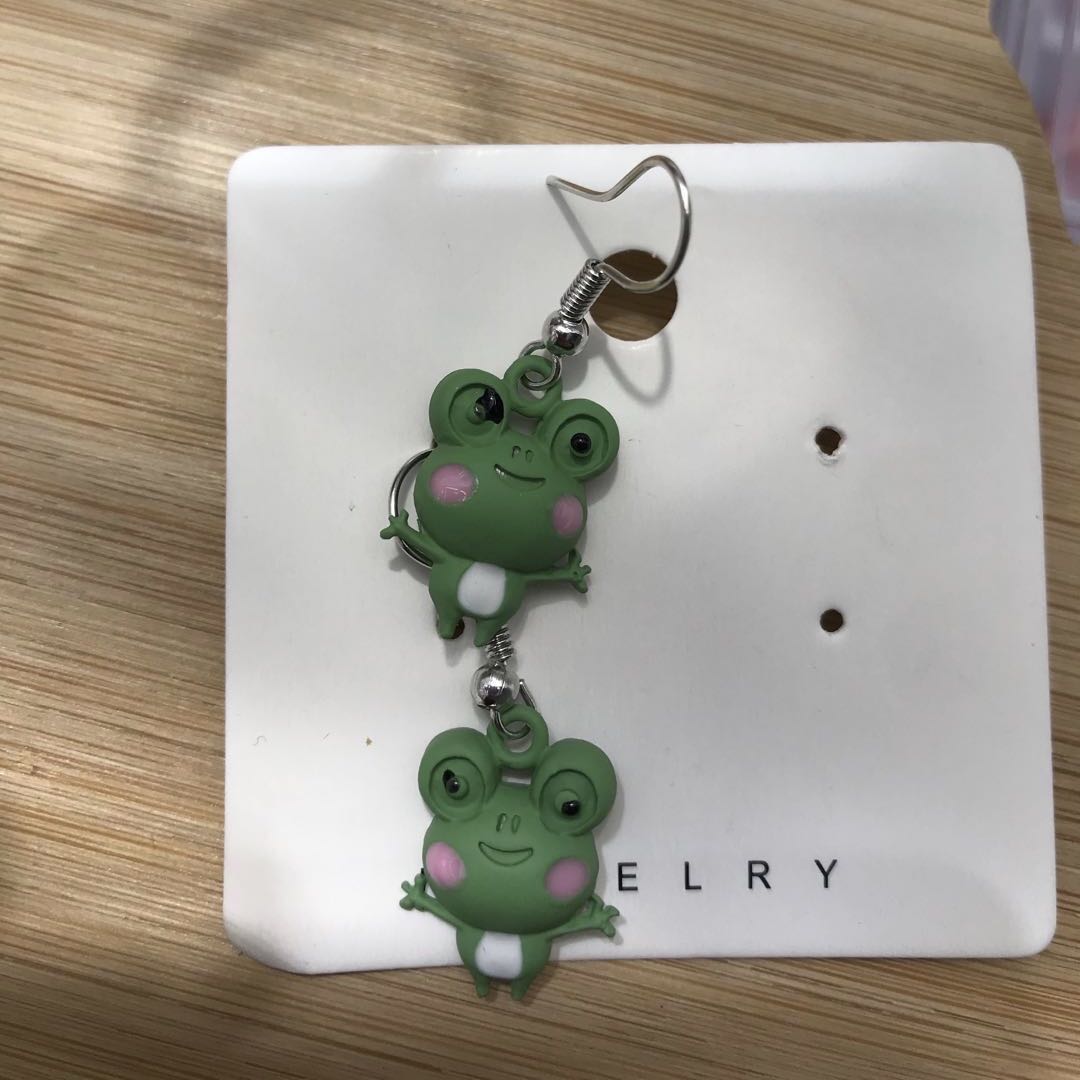 可爱小青蛙吊坠耳环气质时尚长款耳环保色可爱甜美耳坠耳环