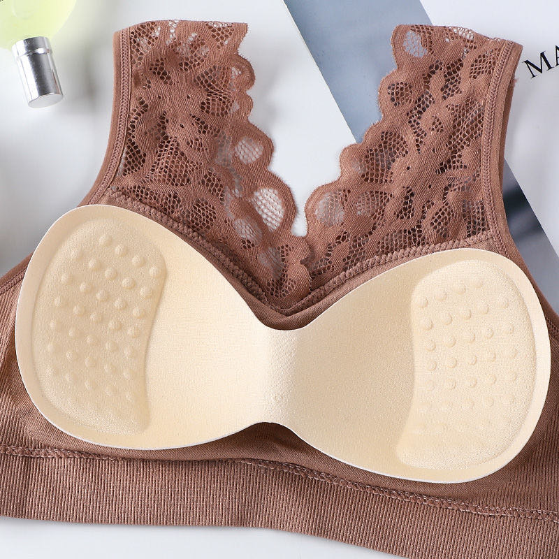 Underwear Women's Beauty Vest Lace Without Underwire Sports Shock-Proof Running Chest Spread Gather Sleep Bra Girl Chest Wrap details Picture