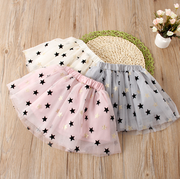 Foreign Trade Children's Clothing Spring Summer Autumn Winter 2020 Girls Stars Shaggy Skirt Children Princess Gauze Skirt Baby Skirt Tide details Picture