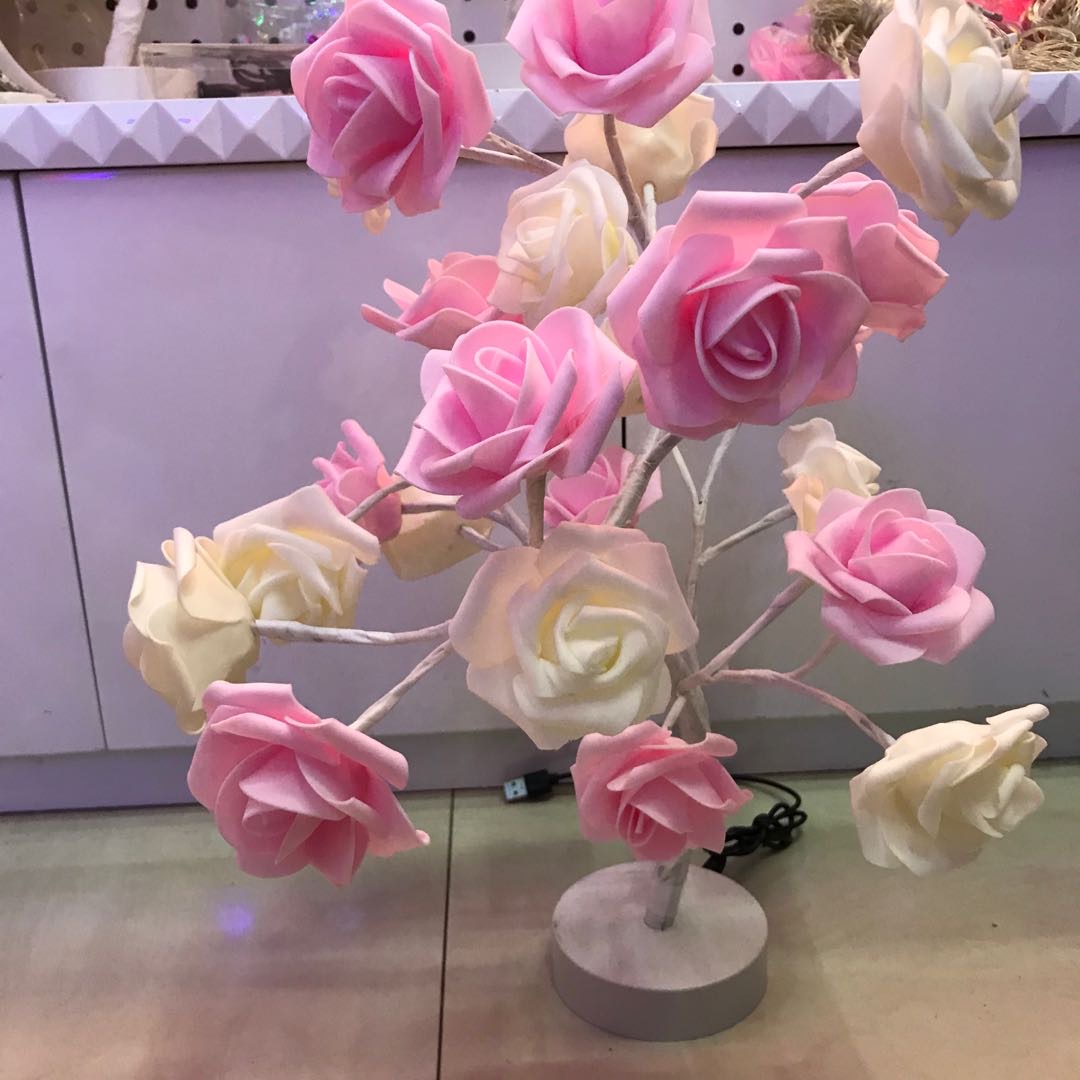 床头灯ins网红立体双色花LED灯少女心卧室改造房间装饰小夜