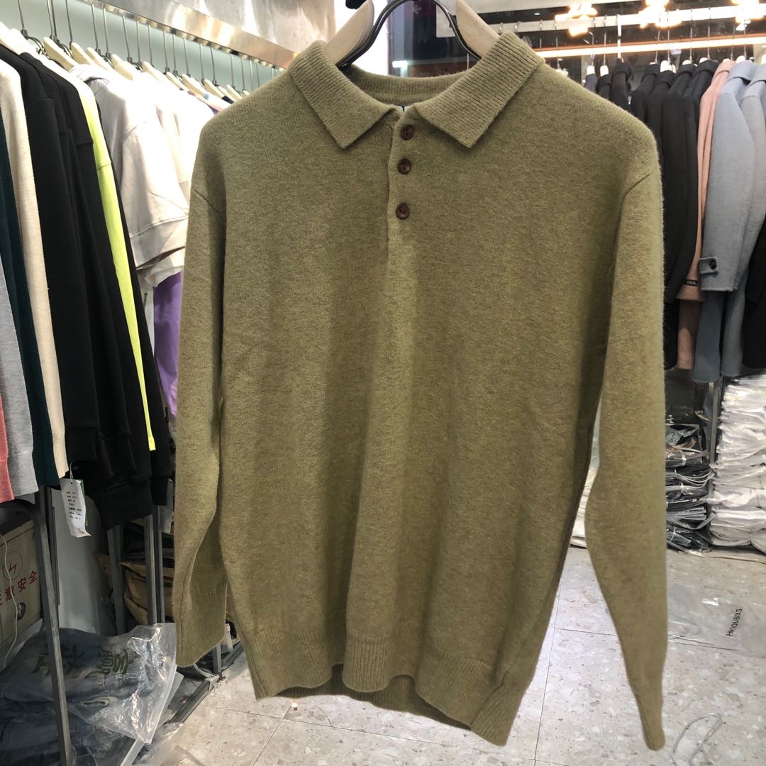 Soft and soft! Foreign trade men's clothing shear label knitting casual comfortable long sleeve polo shirt men's fashion thumbnail