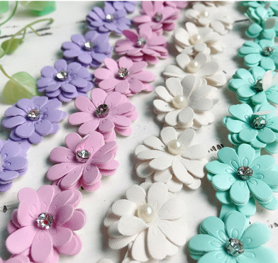 Hand Beaded Three-Dimensional Embossed Leather Nail Drill Diy Clothing Accessories Flower Flower