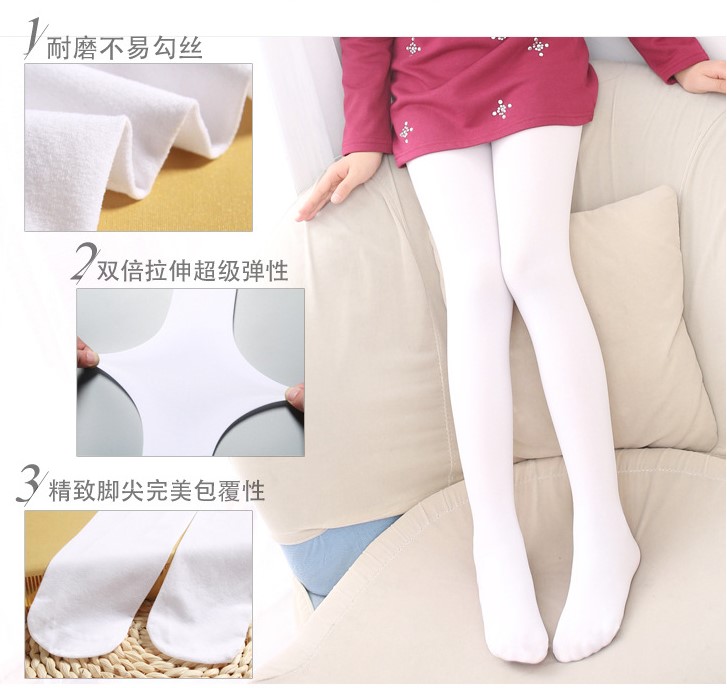 春夏季白色天鹅绒儿童连裤袜 高弹女童打底裤袜子学生舞蹈袜批发产品图