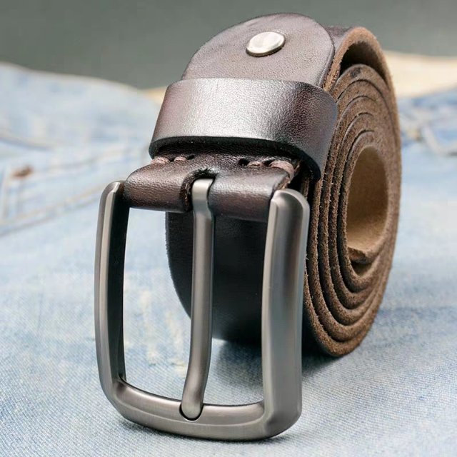 Leather Belt Male Leather Needle Buckle Youth First Layer Cowhide Trousers Belt Cowhide Middle-Aged Retro Student Tide