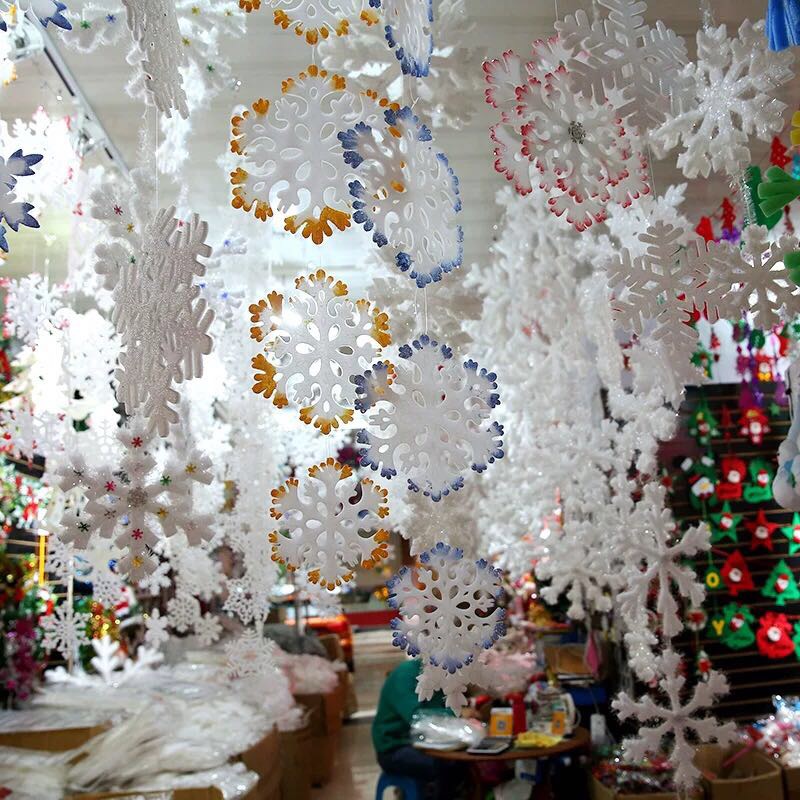 圣诞节装饰品雪花片雪花串立体贴泡沫大圣诞树挂件装饰品布置雪花详情图1