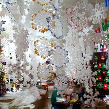 圣诞节装饰品雪花片雪花串立体贴泡沫大圣诞树挂件装饰品布置雪花