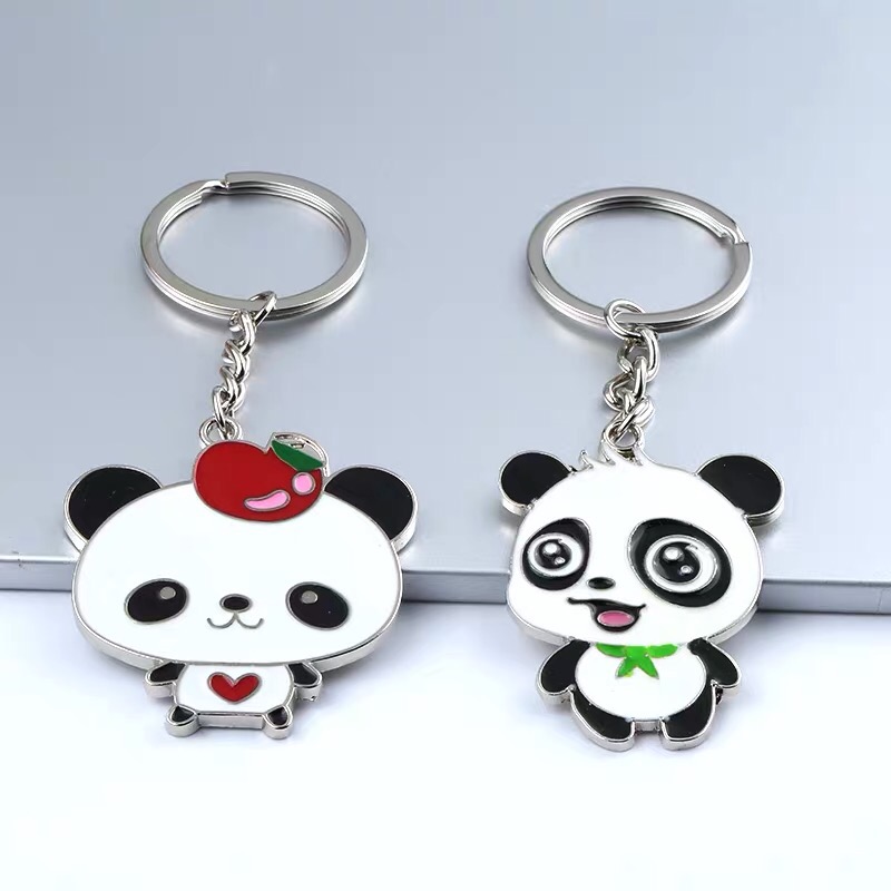 熊猫钥匙扣可爱熊猫吉祥物钥匙链金属纪念礼品钥匙挂件开业纪念品