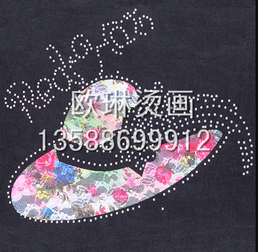 彩色大号花边帽子热撕烫图烫画批发订制细节图
