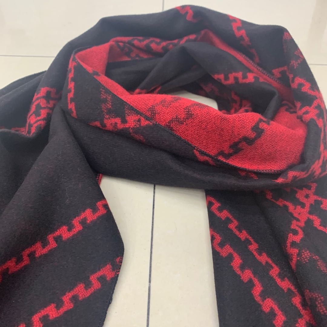 Warm striped long scarf, wine red and black fashionable scarf, direct sales from the manufacturer Specification image