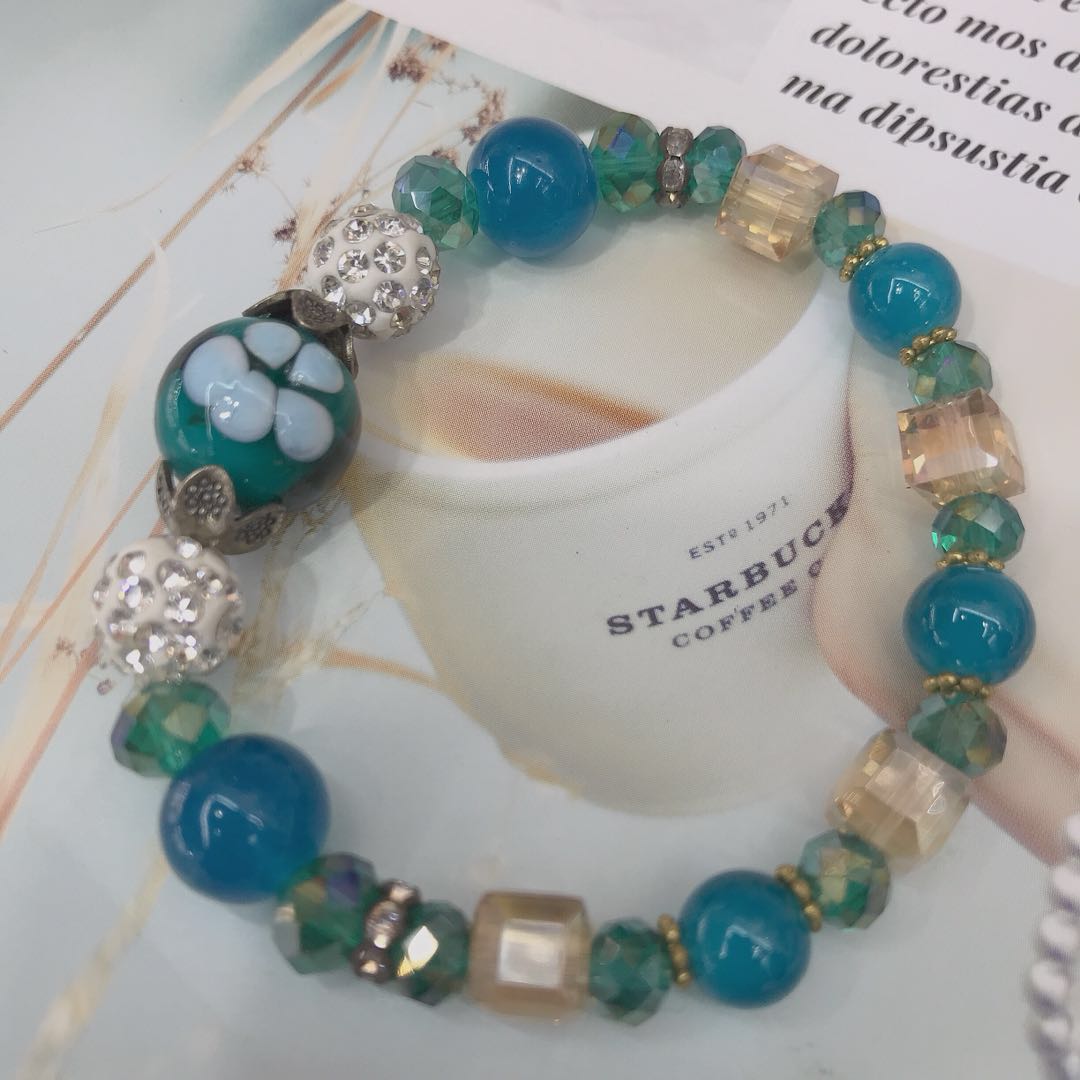 Fashion classic blue crystal soft pottery temperamental bracelet personality versatile fashion bracelet details Picture