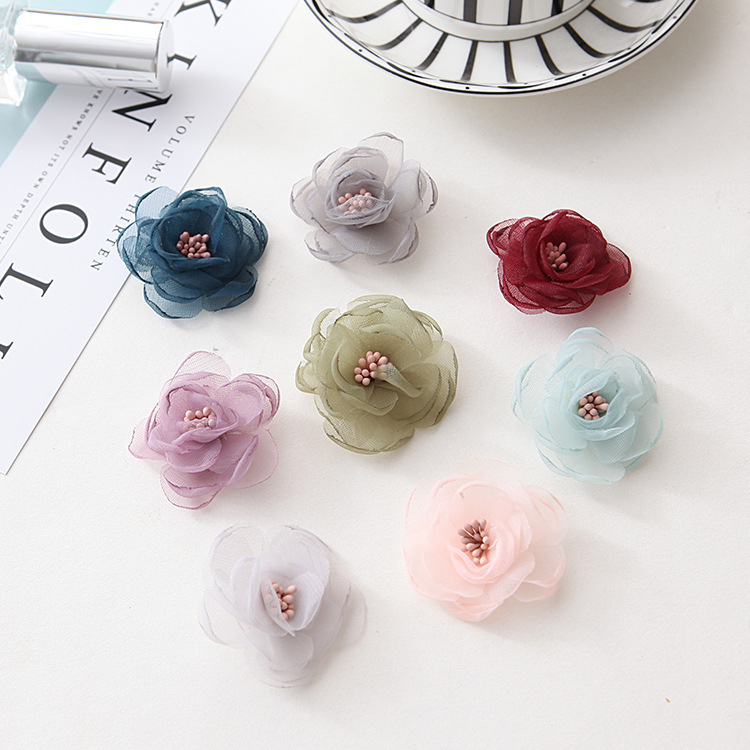 Hand-burning edge flower heart Korean DIY clothing accessories flower beach shoes flower hair clip accessories cloth art corsage thumbnail