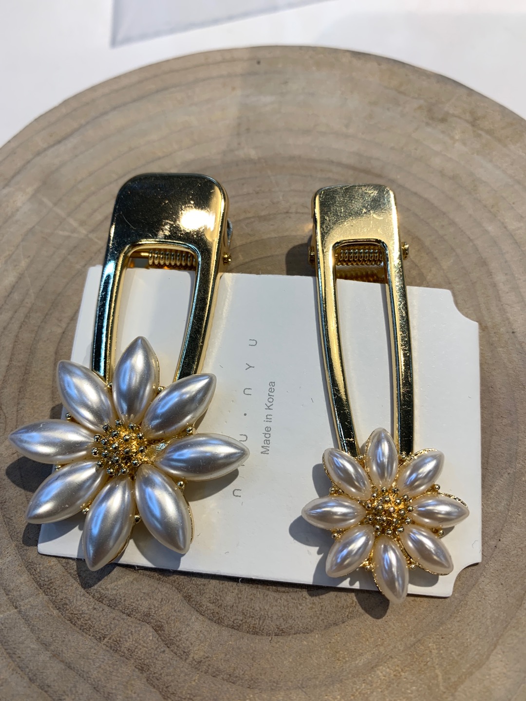 Korean pearl chrysanthemum pearl alloy gold size head clip tiara thumbnail