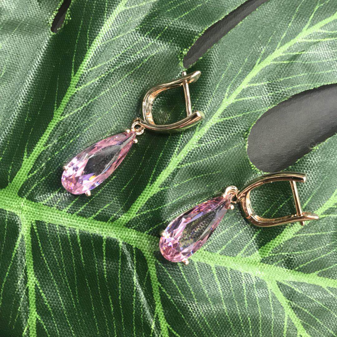 American wind circle pink zircon earrings female personality web celebrity temperament simple crystal super flash earrings thumbnail