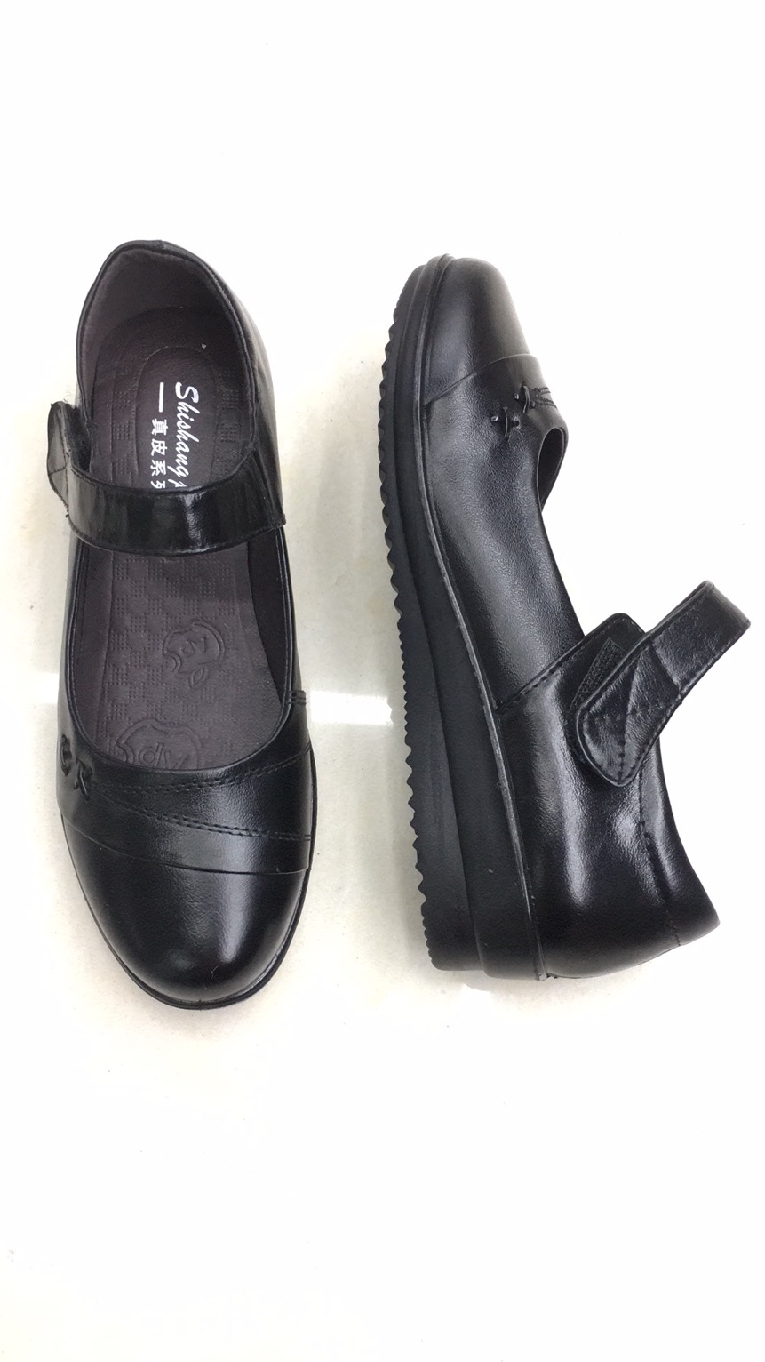 182 Hengdeli cowhide polyester sole machine-pressed shoes