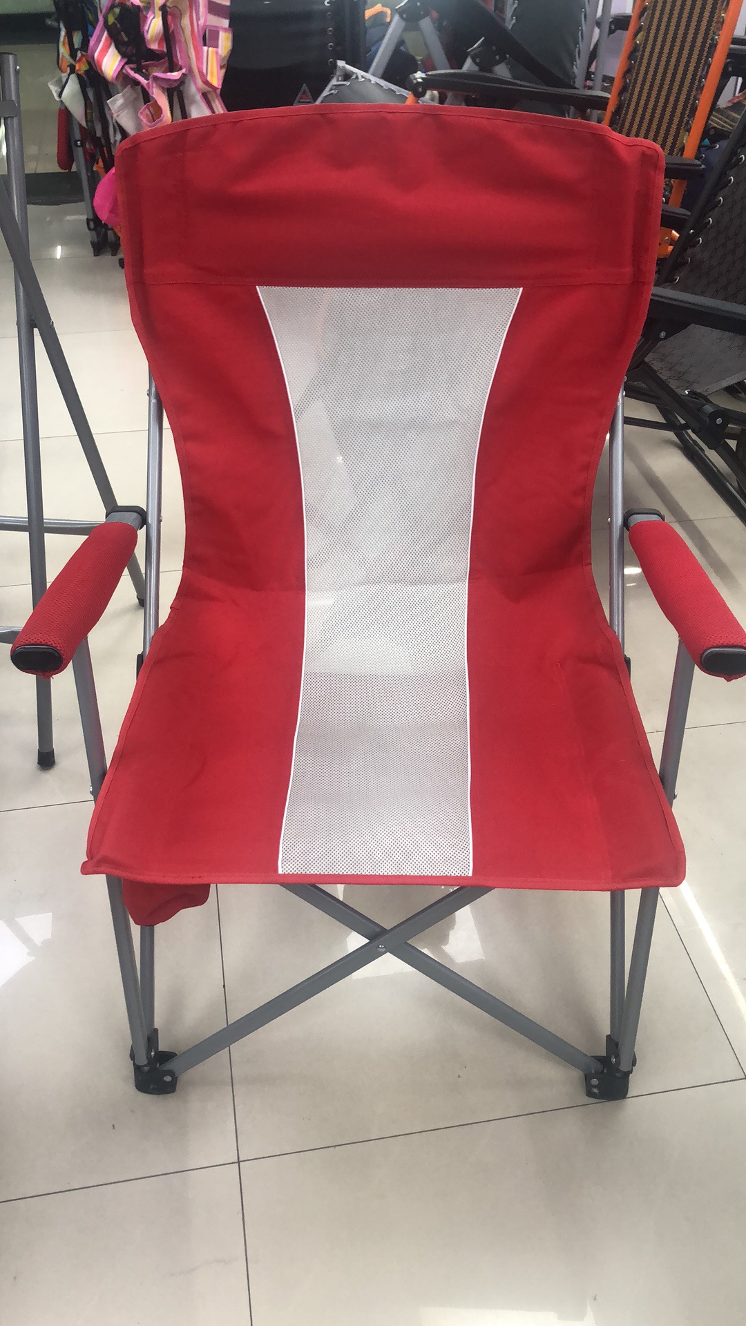 红色可折叠休闲椅户外便携式折叠钓鱼椅子
