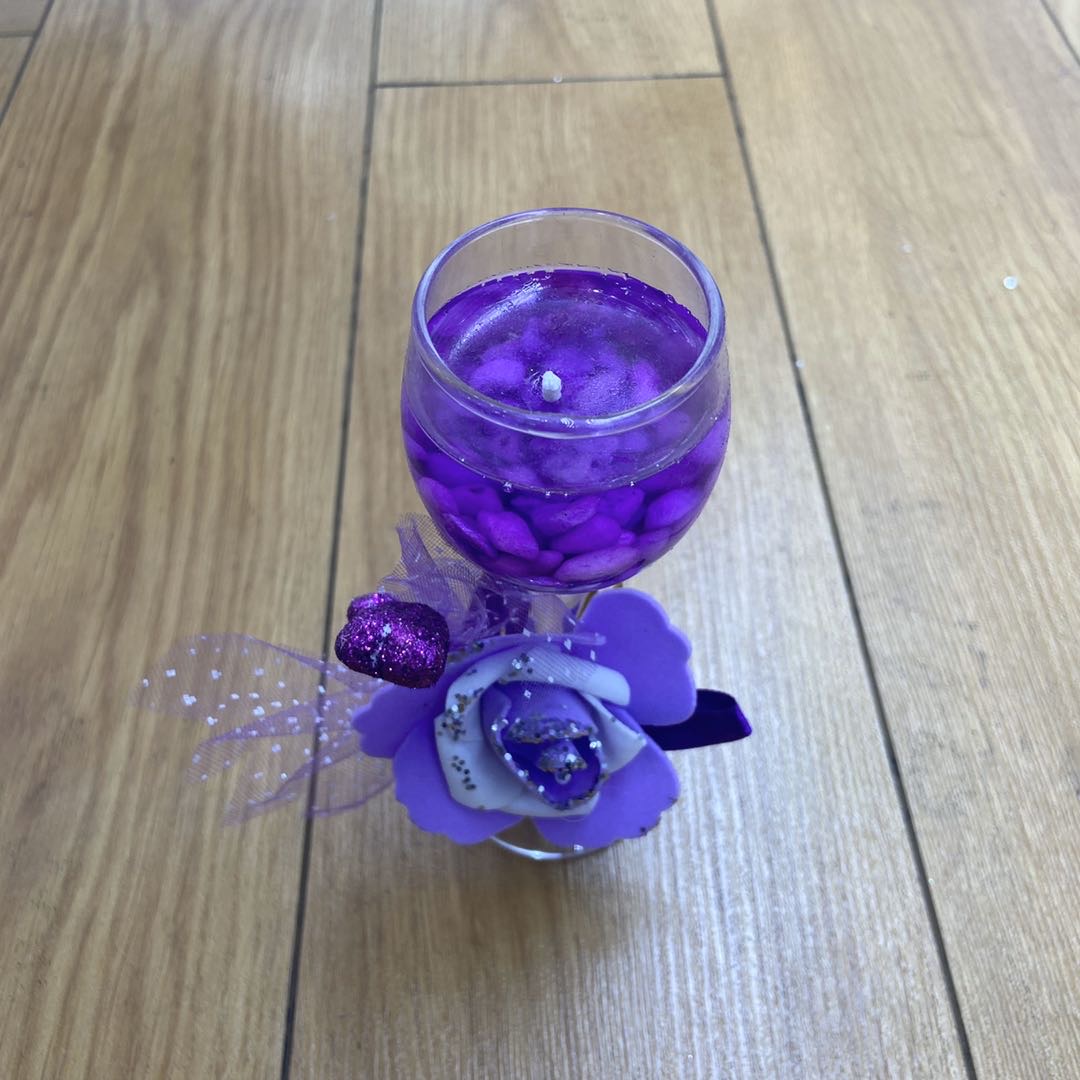 酒杯紫色果冻蜡水晶蜡diy手工蜡烛材料香薰蜡烛diy果冻蜡烛