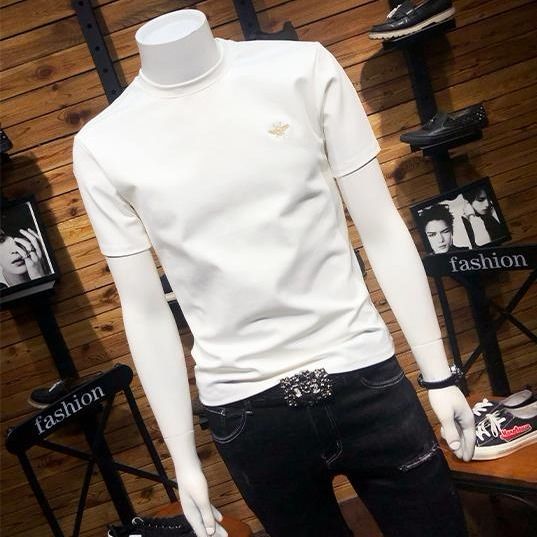 男装新款潮牌刺绣t恤男纯棉夏季男士短袖韩版宽松衣服学生透气体恤