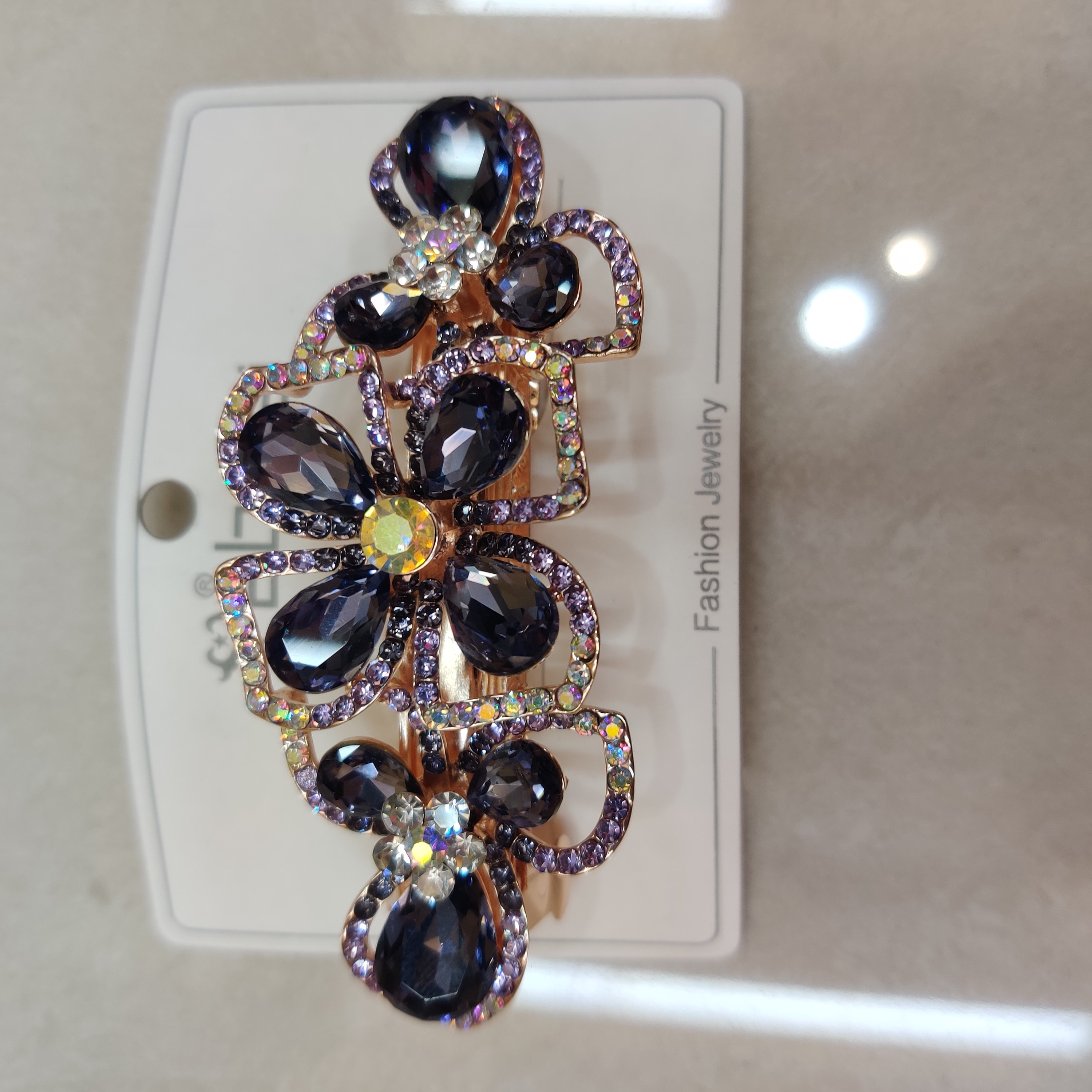 Yiwu Selection crystal set with drill spring hair clip small spring clip flower style rhinestone top clip hair clip thumbnail