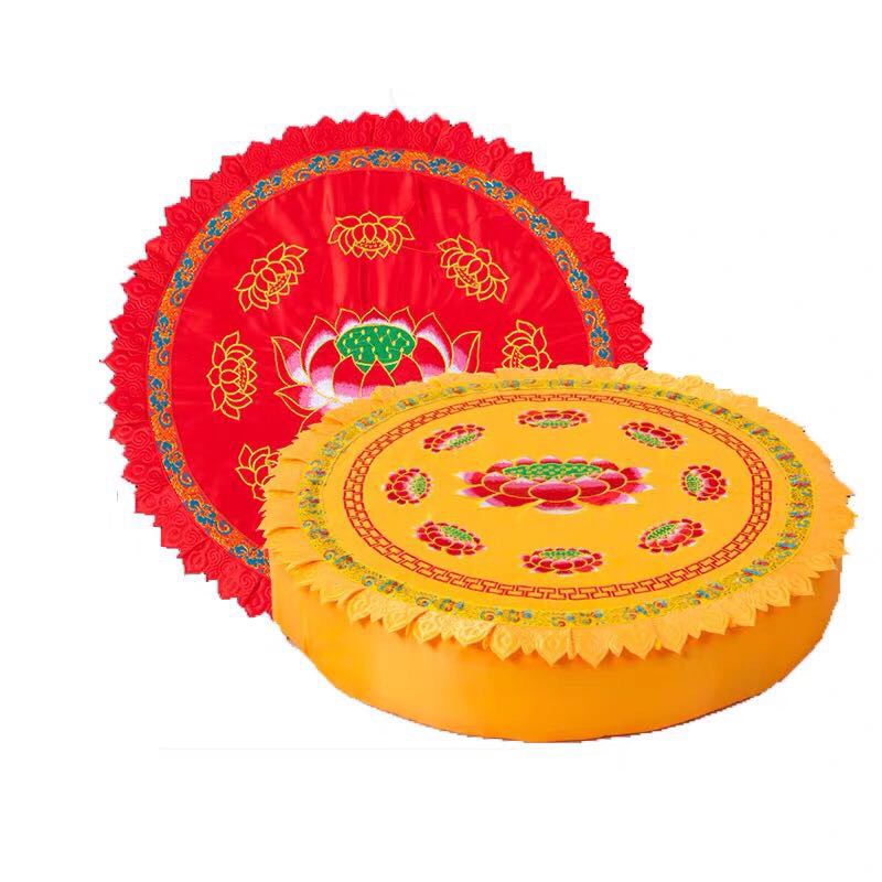 Prayer MATS, Buddha prayer MATS, kneeling MATS, household thickened round nine-grade lotus satin cushion, sitting and meditation MATS, Buddhist hall supplies Specification image