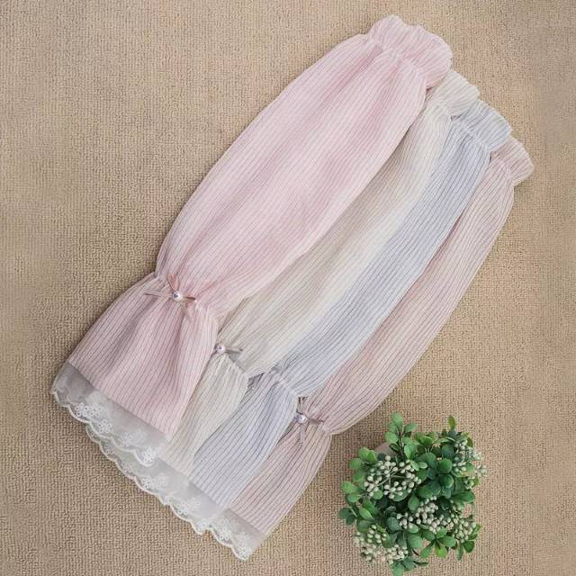 Sun protection sleeve for women, summer dust-proof, breathable, washable, UV-resistant, trendy women's protective lace bow