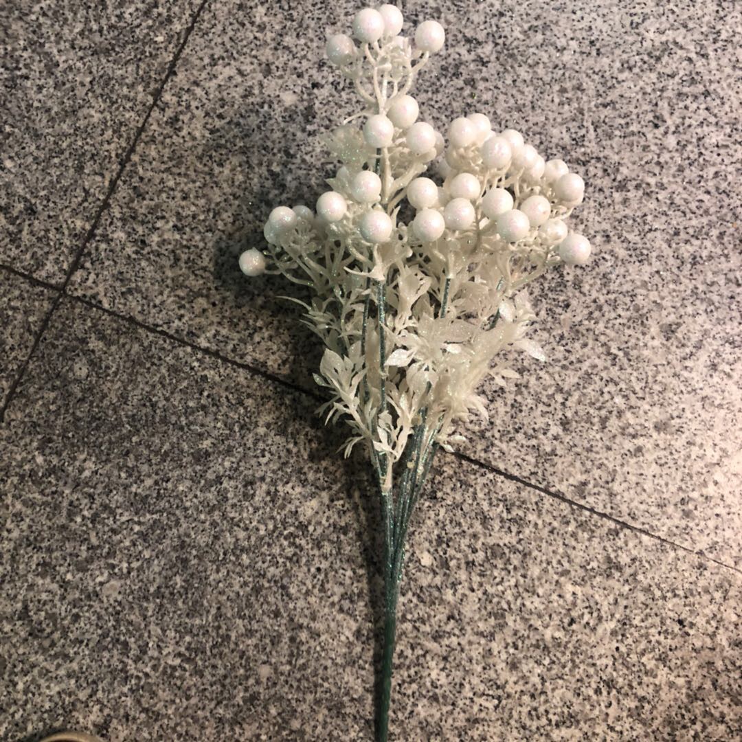 圣诞节白色雪花颗粒欧式陶瓷花瓶餐桌圣诞树装饰摆设仿真假花艺摆花