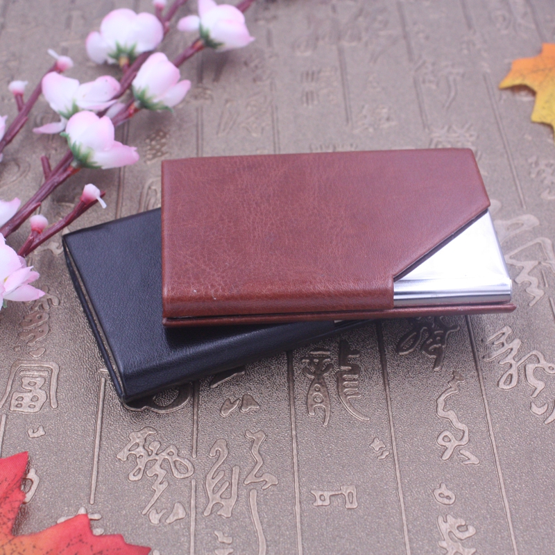 Stainless Steel Business Card Box Taobao Hot Selling Men's And Women's Business Pu Leather Card Holder Customized Laser Logo
