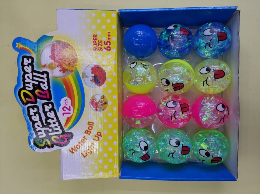 65MM translucent color cloth printed with smiling face stretch flash water ball thumbnail