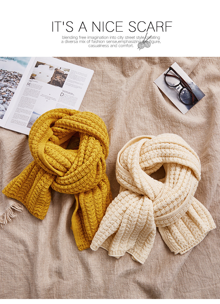 Women's Fashion Trend Warm Japan And South Korea Solid Color Knitted Scarf