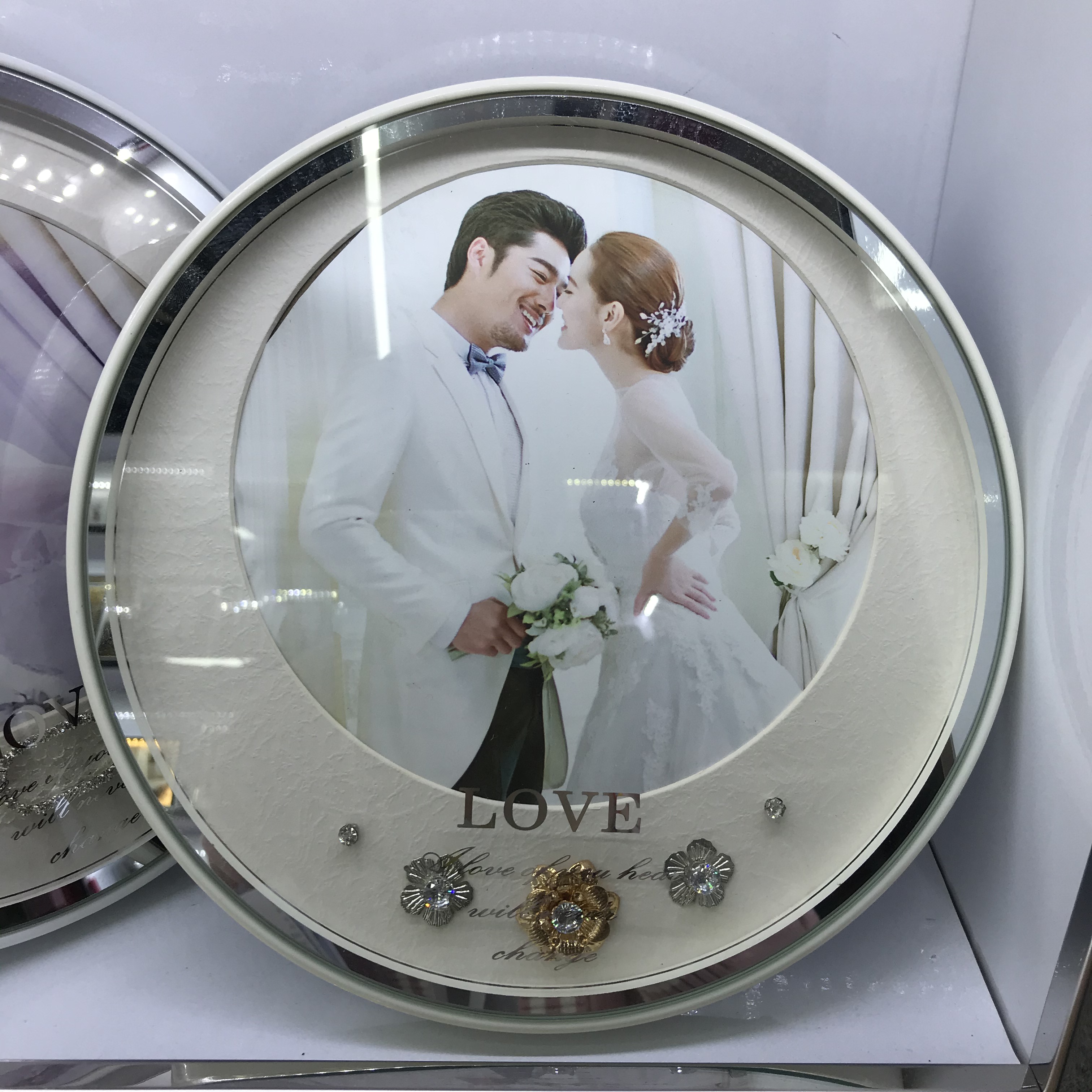 创意韩版永生花相框摆台镶钻流动珍珠影楼像框架7寸10寸婚纱照片框